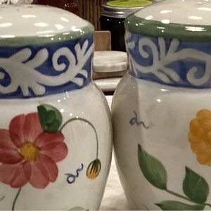 Floral Ceramic with Blue and Green Accents